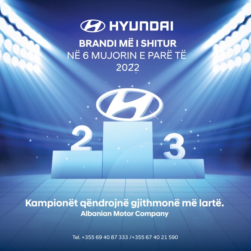 Bilanci i 6 mujorit, Hyundai Albanian Motor Company vijon të ruajë vendin e parë për numrin e makinave të shituara në treg